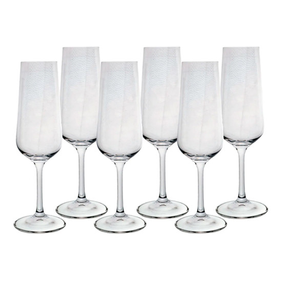 Imagem JOGO DE 6 TAÇAS 200ML PARA CHAMPANHE EM CRISTAL ECOLÓGICO 24X6,5CM - BOHEMIA CRYSTAL