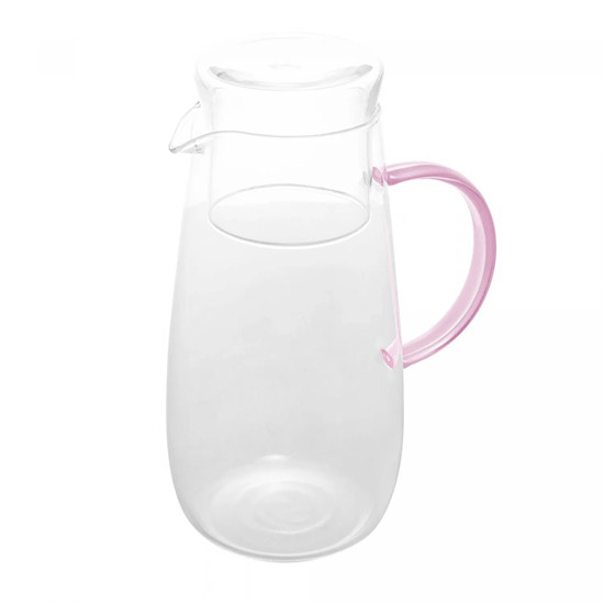 Imagem JARRA DE VIDRO BOROSSILICATO 1,3L COM ALÇA E COPO FUN ROSA 22,5X16X10,5CM  - WOLFF