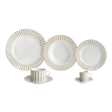 Imagem de APARELHO DE JANTAR CHARMING 42 PEÇAS EM PORCELANA BEGE E BORDA DOURADA - L'HERMITAGE - Full Fit Industria Importacao E Comercio Ltda.