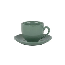 Imagem de XÍCARA E PIRES PARA CHÁ EM PORCELANA 220ML VERDE SÁLVIA 7X15CM - L'HERMITAGE - Full Fit Industria Importacao E Comercio Ltda.