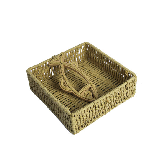 Imagem PORTA-GUARDANAPO QUADRADO EM PALHA CESTARIA BEGE 6X18X18CM - ENTRECASA