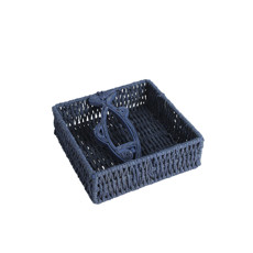 Imagem de PORTA-GUARDANAPO QUADRADO EM PALHA CESTARIA AZUL ESCURO 6X18X18CM - ENTRECASA - Inverno Verao Comercio De Modas E Decoracao Eireli