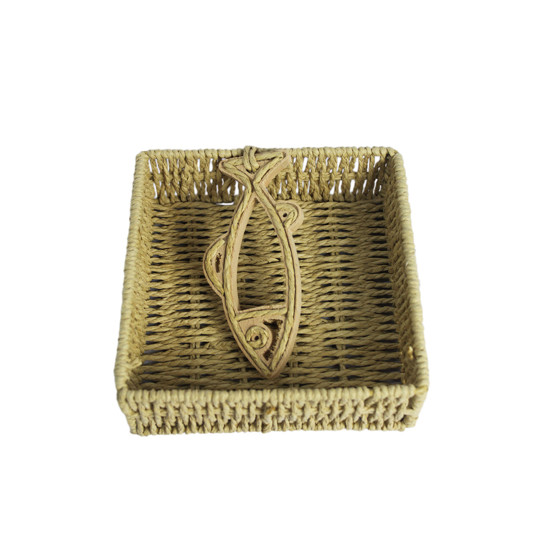 Imagem PORTA-GUARDANAPO QUADRADO EM PALHA CESTARIA BEGE 6X18X18CM - ENTRECASA