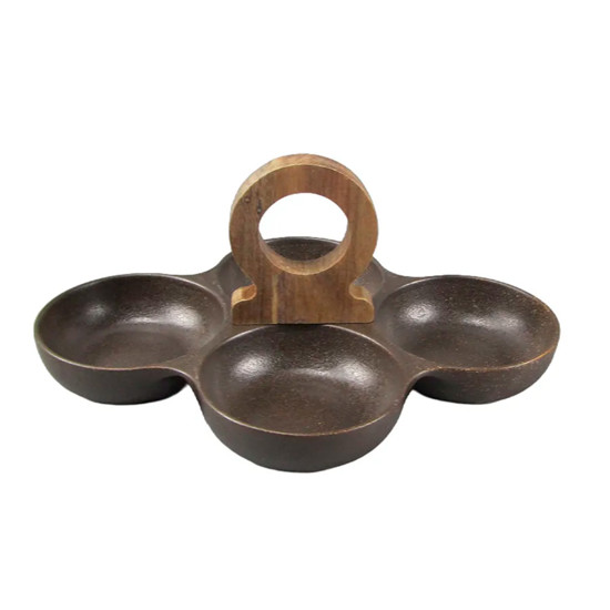 Imagem PETISQUEIRA EM CERÂMICA PRETA DETALHE EM MADEIRA 12,7X27,7X27,7CM - CROSS