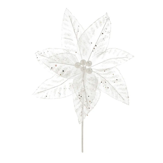 Imagem FLOR DECORATIVA POINSÉTIA BRANCA 30CM - CROMUS