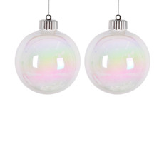 Imagem de JOGO 2 BOLAS NATALINAS DECORATIVAS BRANCO IRIDESCENTE PARA PENDURAR 10CM - GRILLO - Grillo Ltda