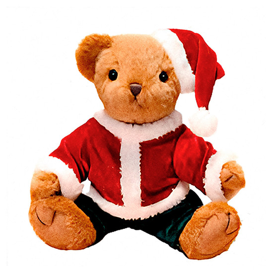 Imagem URSO DE PELÚCIA NATALINO COM GORRO COR VERMELHO, VERDE E BRANCO 30CM - CROSS 