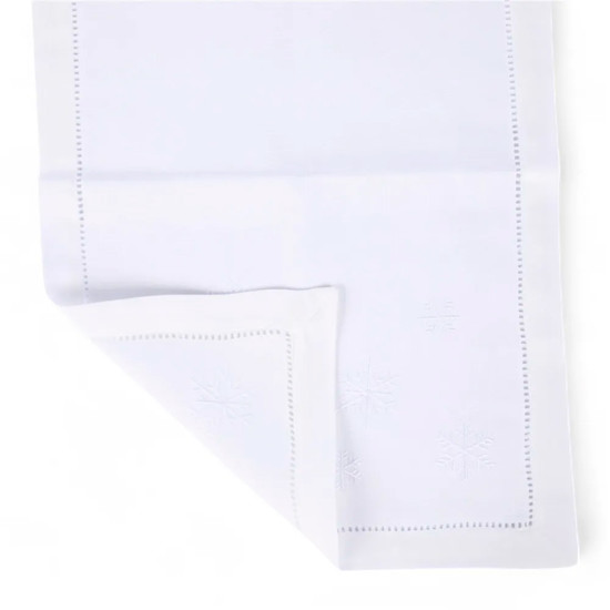 Imagem CAMINHO DE MESA NATALINO BRANCO COM FLOCO DE NEVE 180X40CM - CROMUS