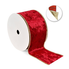 Imagem de FITA ARAMADA DECORATIVA VERMELHA E DOURADA 6,3CM X 9,14M - GRILLO - Grillo Ltda