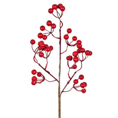 Imagem de HASTE DECORATIVA DE BERRIES VERMELHAS EM PLÁSTICO E ARAME MOLDÁVEL 52X17CM - GRILLO - Grillo Ltda