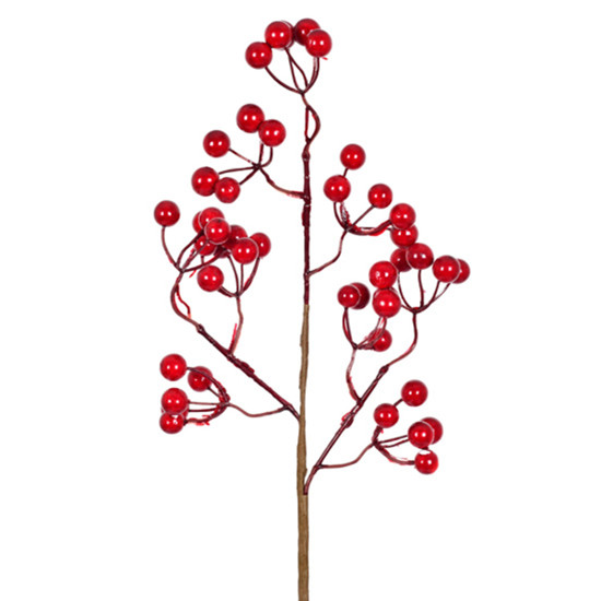 Imagem HASTE DECORATIVA DE BERRIES VERMELHAS EM PLÁSTICO E ARAME MOLDÁVEL 52X17CM - GRILLO