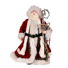 Imagem de PAPAI NOEL DECORATIVO VERMELHO E BRANCO COM CAJADO EM TECIDO E RESINA 30CM - GRILLO - Grillo Ltda