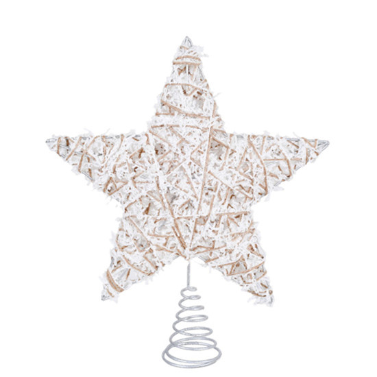 Imagem PONTEIRA ESTRELA TOPO DE ÁRVORE ARAMADA BRANCA COM GLITTER EM METAL 25CM - GRILLO