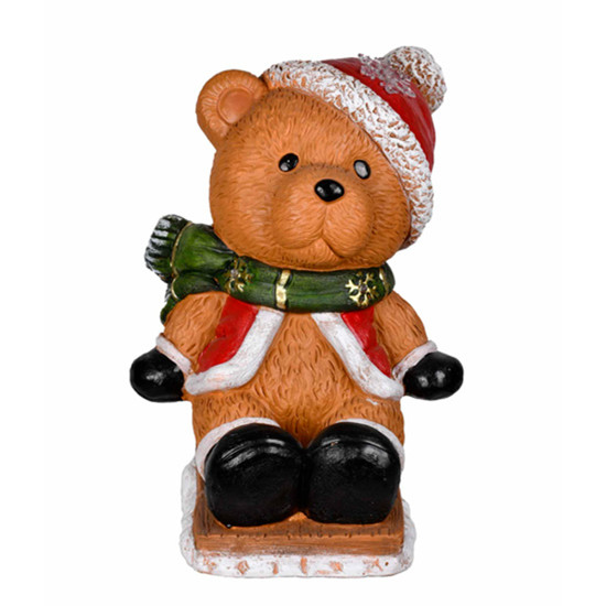 Imagem URSO DECORATIVO COM DETALHES EM LED NATALINO EM RESINA 38CM - GRILLO