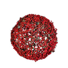 Imagem de BOLA NATALINA DECORATIVA EM VIME COBERTO DE MINI BERRIES VERMELHAS 15CM - GRILLO - Grillo Ltda