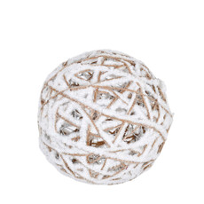 Imagem de BOLA NATALINA DECORATIVA ARAMADA NUDE BRANCO COM GLITTER EM METAL 15CM - GRILLO - Grillo Ltda