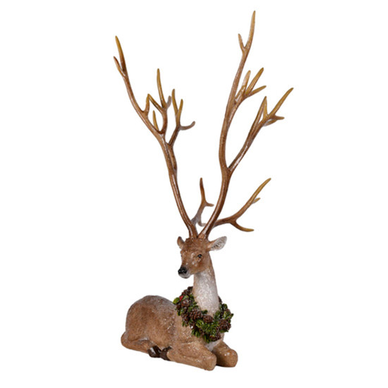 Imagem RENA NATALINA DECORATIVA COM COLAR DE GUIRLANDA EM RESINA 46CM - GRILLO