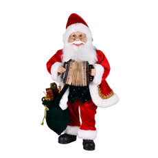 Imagem de PAPAI NOEL SANFONEIRO DECORATIVO EM TECIDO E PLÁSTICO 43X21CM - GRILLO - Grillo Ltda