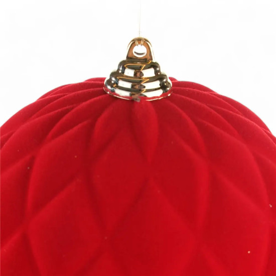 Imagem ENFEITE NATALINO BOLA FLOCADA VERMELHA EM PLÁSTICO 20CM - CROMUS