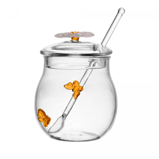 Imagem AÇUCAREIRO COM COLHER SUN GARDEN 270ML VIDRO BOROSSILICATO 12X8,5X8,5CM - WOLFF