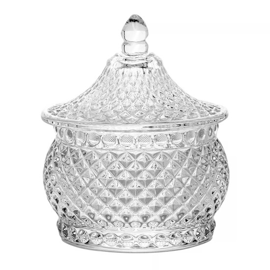 Imagem POTICHE DECORATIVO DE VIDRO HAT SPIKES 8X8X9,5CM - WOLFF