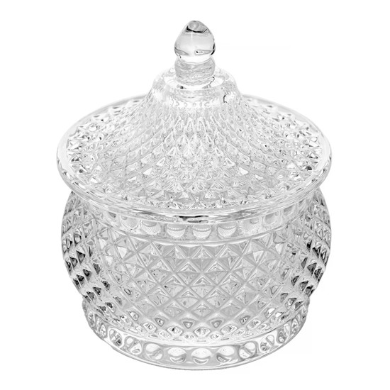 Imagem POTICHE DECORATIVO DE VIDRO HAT SPIKES 8X8X9,5CM - WOLFF