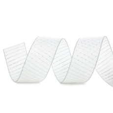 Imagem de FITA ARAMADA BRANCA E PRATA EM POLIÉSTER 10CMX4,57M - CROMUS - Cromus Embalagens Ind E Com Ltda