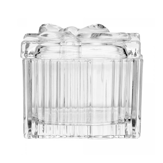 Imagem POTICHE CAIXA DE PRESENTE LAÇO DE FITA EM CRISTAL ECOLÓGICO 7X7,5CM - WOLFF