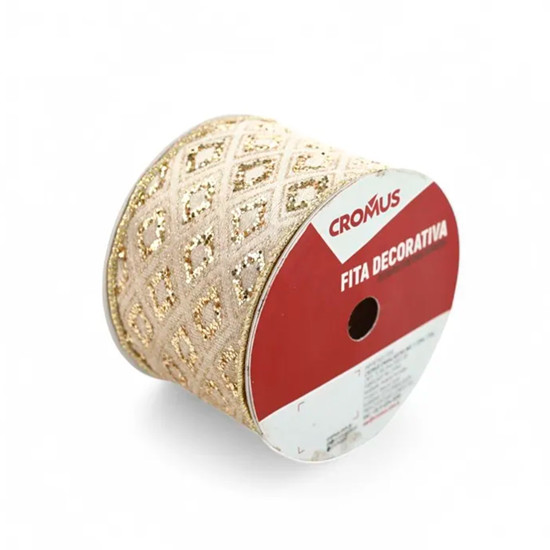 Imagem FITA ARAMADA DOURADA EM POLIÉSTER 10CMX9,14M - CROMUS