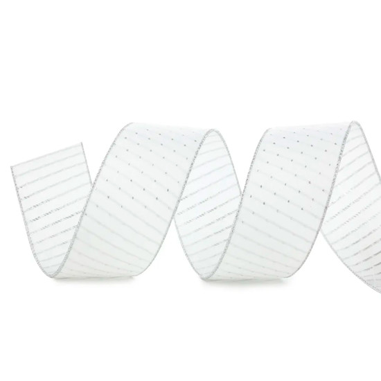 Imagem FITA ARAMADA BRANCA E PRATA EM POLIÉSTER 6,3CMX4,57M - CROMUS