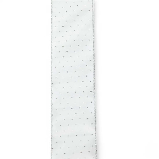 Imagem FITA ARAMADA BRANCA E PRATA EM POLIÉSTER 6,3CMX4,57M - CROMUS