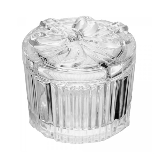 Imagem POTICHE REDONDO LAÇO DE FITA EM CRISTAL ECOLÓGICO 6,5X8CM - WOLFF