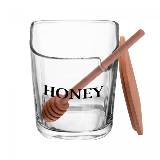 Imagem MELEIRA EM VIDRO COM TAMPA E PEGADOR DE BAMBU BASIC 11X9CM - WOLFF