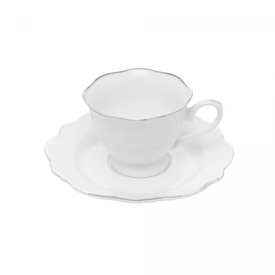 Imagem CONJUNTO 6 XÍCARAS DE CAFÉ DE PORCELANA COM PIRES BRANCO MALDIVAS 80ML - WOLFF