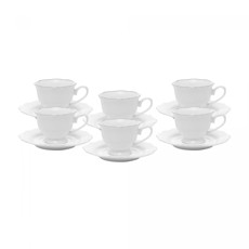 Imagem de CONJUNTO 6 XÍCARAS DE CAFÉ DE PORCELANA COM PIRES BRANCO MALDIVAS 80ML - WOLFF - Rojemac Impotacao E Exportacao Ltda