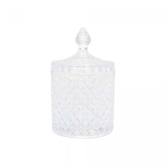 Imagem POTICHE DECORATIVO DE CRISTAL COM TAMPA LITT 7X7X11CM - WOLFF