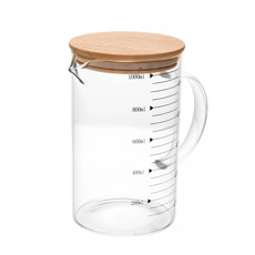 Imagem de JARRA MEDIDORA COM TAMPA DE BAMBU 1L VIDRO BOROSSILICATO - WOLFF - Rojemac Impotacao E Exportacao Ltda
