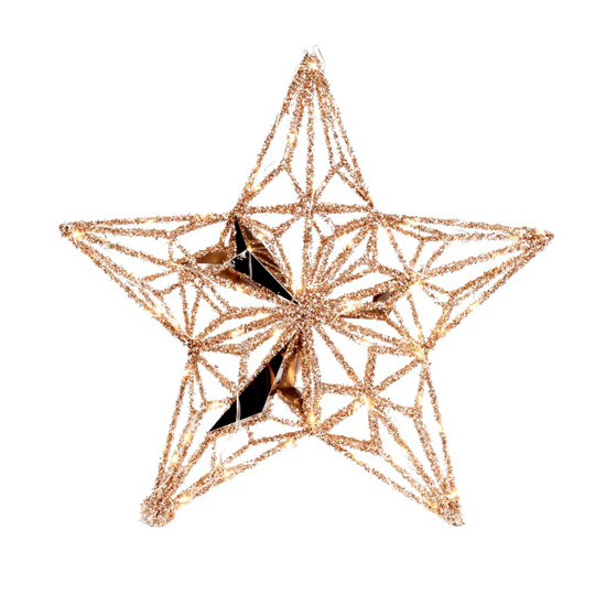 Imagem ESTRELA DECORATIVA COR CHAMPAGNE COM 100 LEDS 220V 60X60X14CM - CROMUS