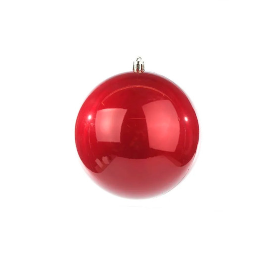 Imagem TUBO COM 4 BOLAS DE NATAL VERMELHAS LISA EM PLÁSTICO 12CM - CROMUS