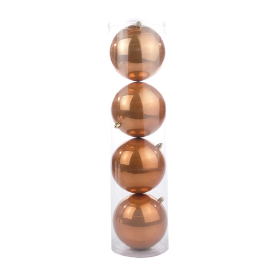 Imagem TUBO COM 4 BOLAS DE NATAL COBRE PEROLADAS EM PLÁSTICO 12CM - CROMUS