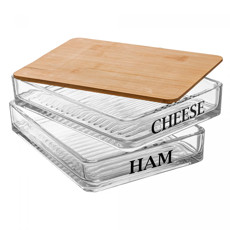 Imagem de PORTA FRIOS EM VIDRO COM TAMPA DE BAMBU BASIC 8X20X15CM - WOLFF - Rojemac Impotacao E Exportacao Ltda