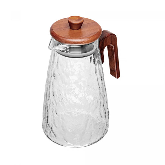 Imagem JARRA DE VIDRO BOROSSILICATO COM TAMPA E CABO EM BAMBU 1,5L - WOLFF