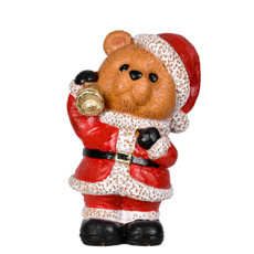 Imagem de URSO NOEL DECORATIVO COM SINO DOURADO EM RESINA VERMELHO 19X10X9CM - GRILLO - Grillo Ltda