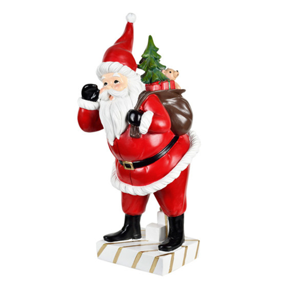 Imagem PAPAI NOEL DECORATIVO VERMELHO E BRANCO EM RESINA 42X17X16CM - GRILLO