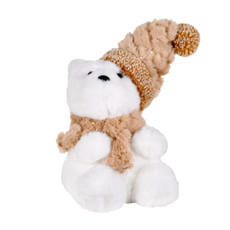 Imagem de URSO POLAR COM GORRO E CACHECOL DECORATIVO 19X14X12CM - GRILLO - Grillo Ltda