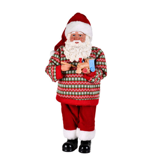 Imagem PAPAI NOEL DECORATIVO COM GORRO E SUETER VERMELHO E VERDE 46X20X13CM - GRILLO