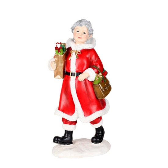 Imagem MAMÃE NOEL DECORATIVA VERMELHA E BRANCO EM RESINA 29CM - GRILLO