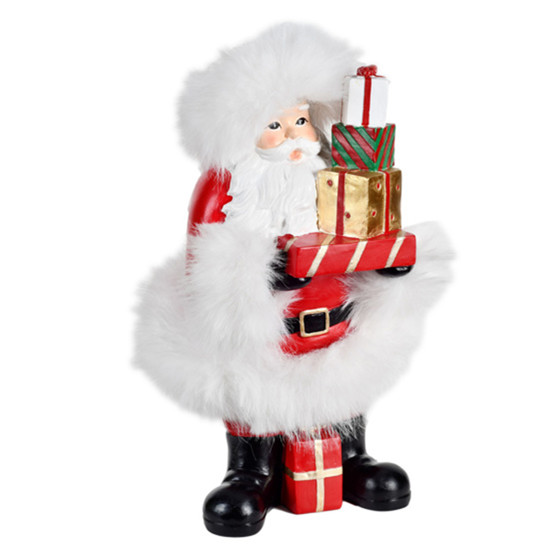 Imagem PAPAI NOEL DECORATIVO EM RESINA VERMELHO E BRANCO COM PRESENTES 31CM - GRILLO