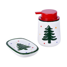 Imagem de KIT DE BANHEIRO NATALINO 2 PEÇAS EM CERÂMICA 14X13X9CM - GRILLO - Grillo Ltda