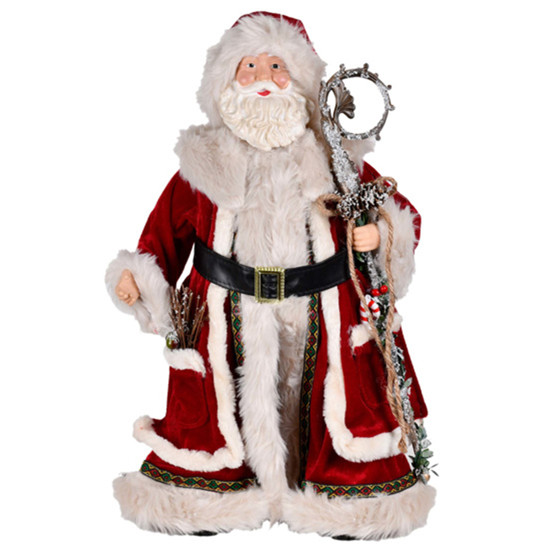 Imagem PAPAI NOEL COM CAJADO DECORATIVO VERMELHO E BRANCO 46X25X14CM - GRILLO